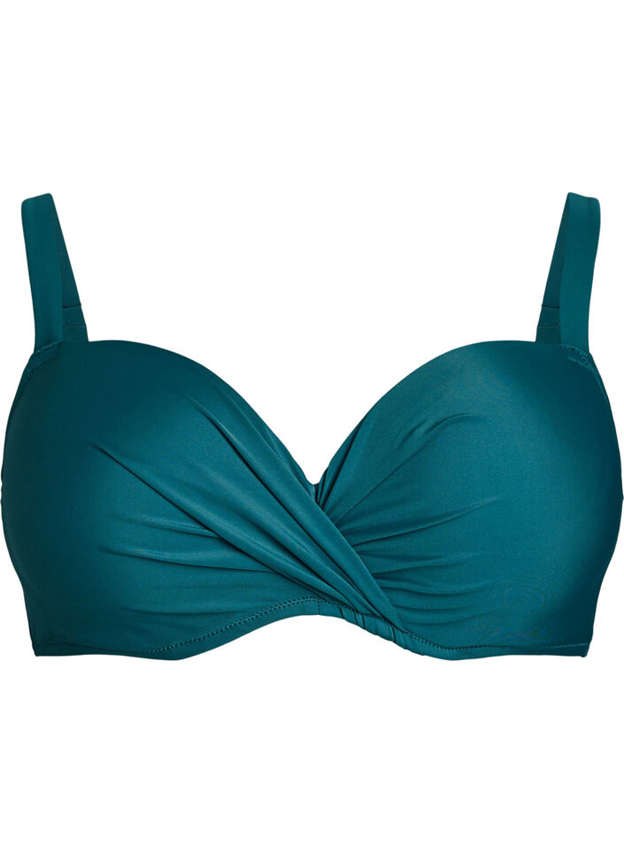 G&oacute;ra od bikini z fiszbinami i drapowaniem, Zielony, Packshot image number 0