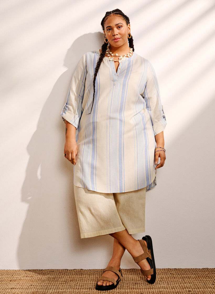 Sukienka w paski z dlugimi rekawami, Birch w. Stripes, Image image number 0