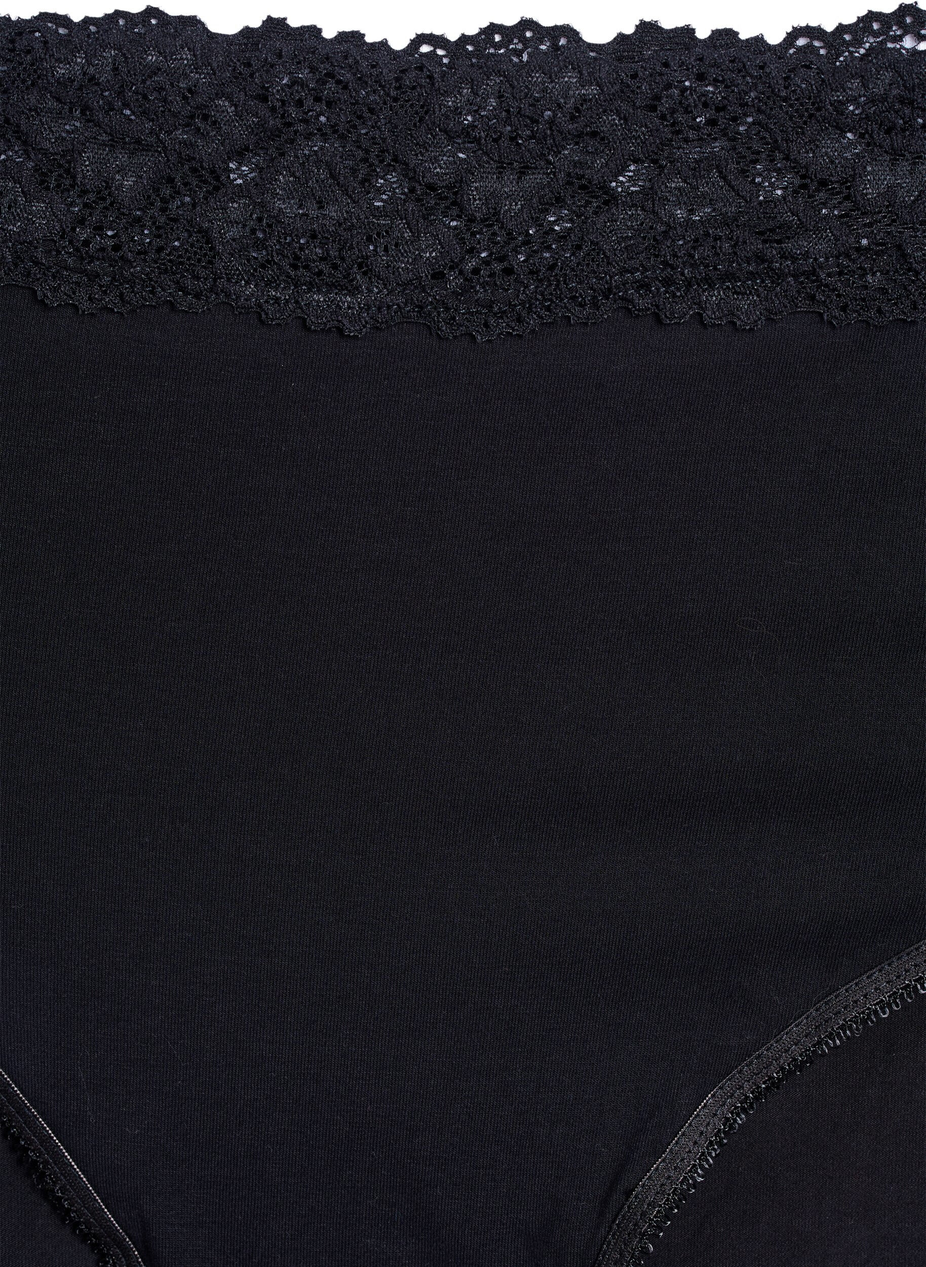 Zizzi 2-pack bawelniane figi damskie z koronka, Czarne, Packshot image number 2