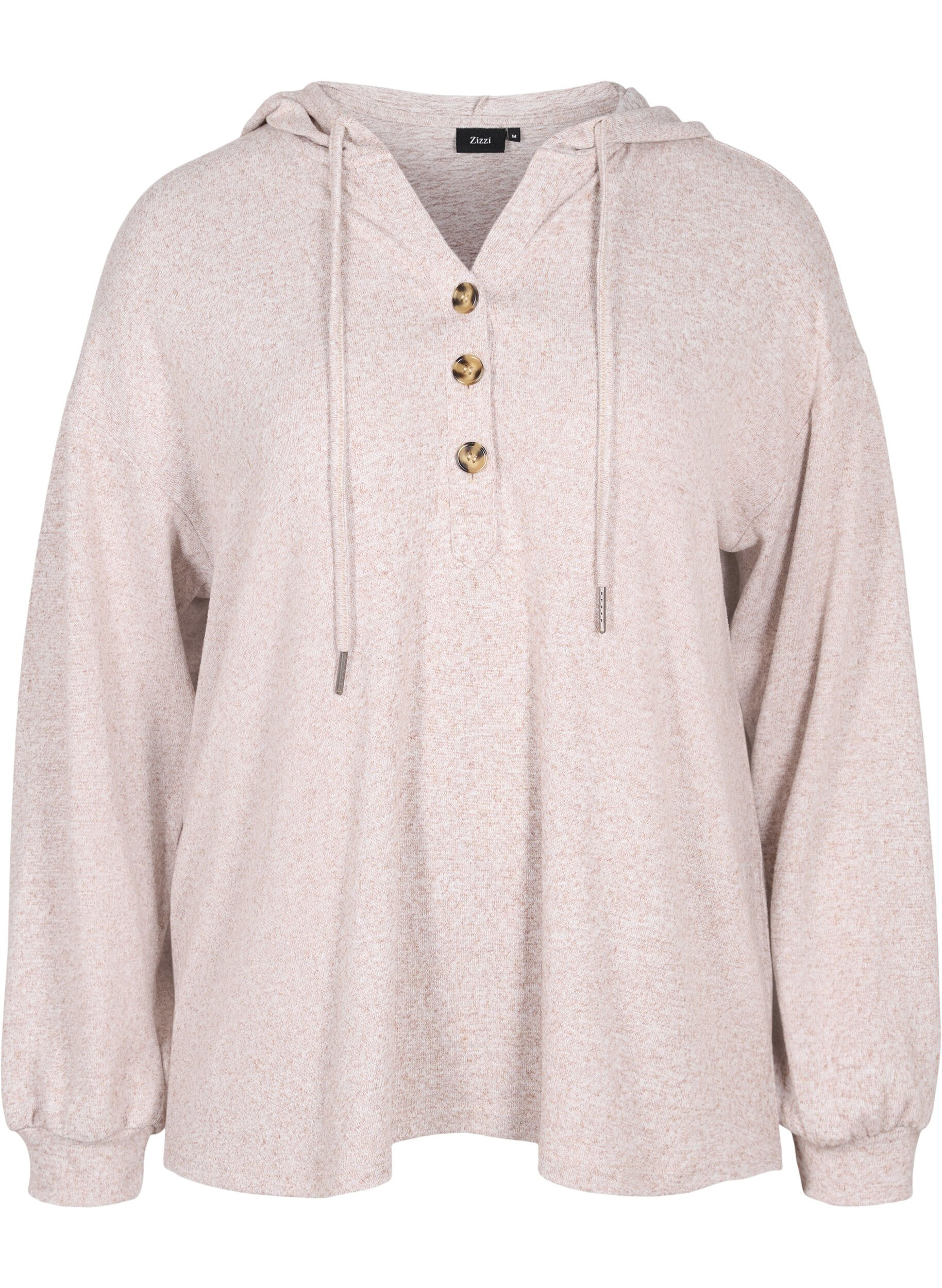 Zizzi Melange blouse with hood, Natural Mel., Packshot image number 0