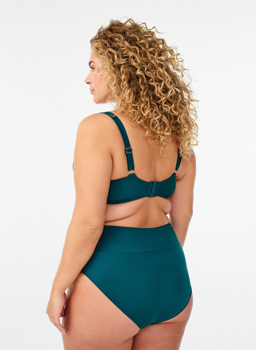 G&oacute;ra od bikini z fiszbinami i drapowaniem, Zielony, Model image number 2