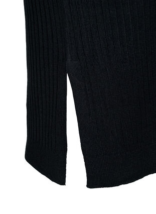 Dzianinowa sukienka oversize z rozcieciem, Black, Packshot image number 3