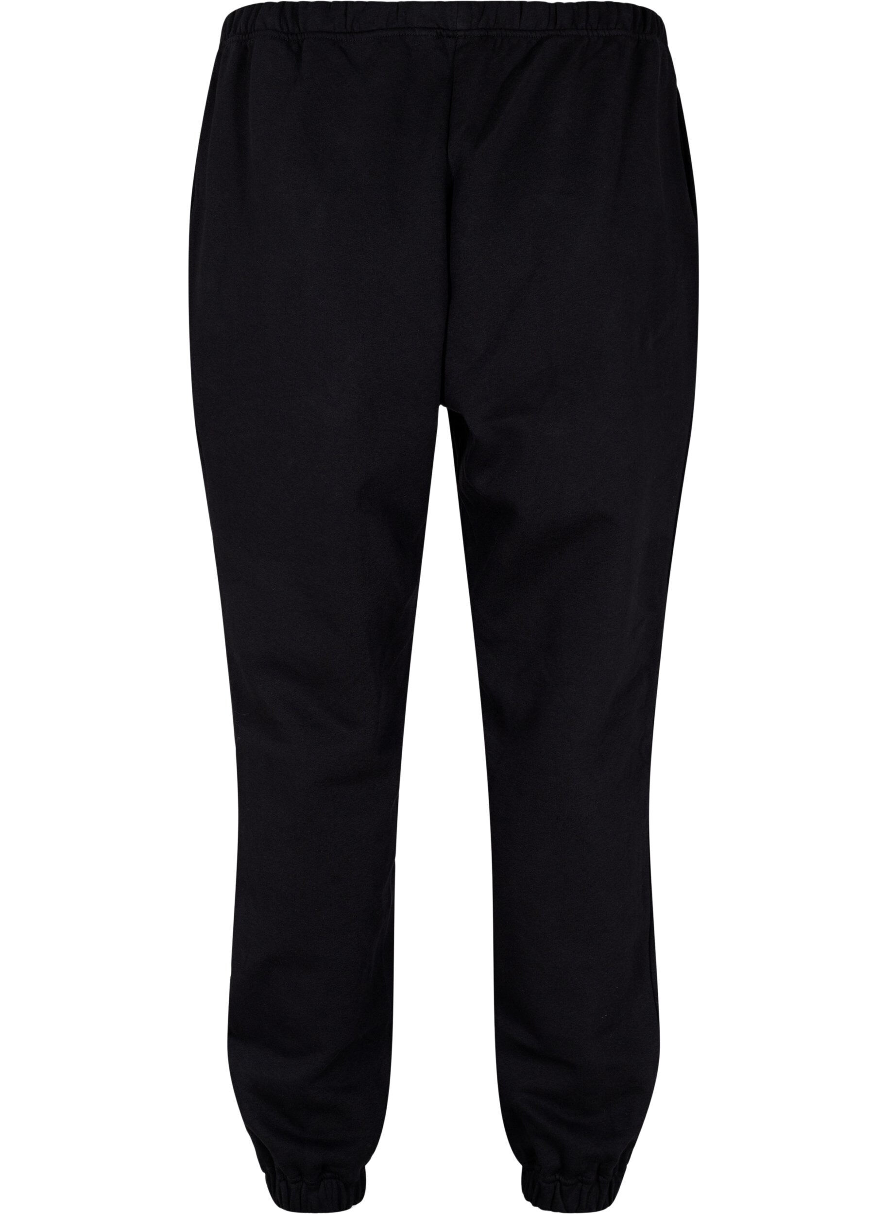 ZizziLoose cotton trousers with pockets, Black, Packshot image number 1