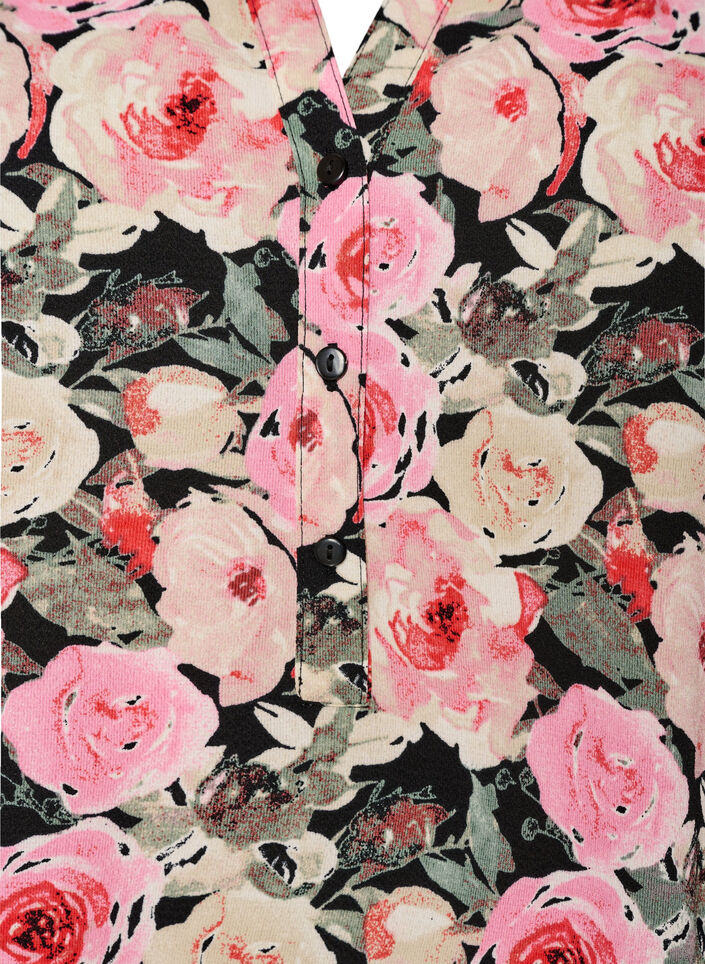 Bluzka z kr&oacute;tkim rekawem i dekoltem w serek, R&oacute;żowy, Packshot image number 2