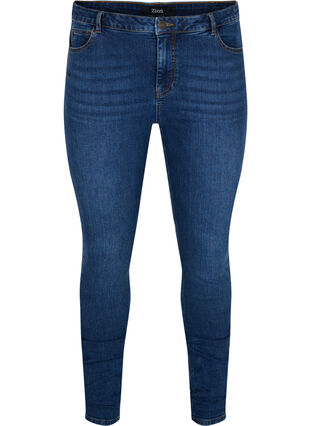Bardzo obcisle jeansy Amy z wysokim stanem, Blue denim, Packshot image number 0