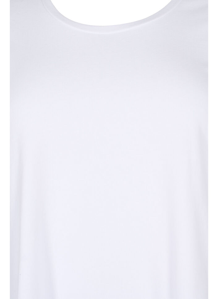 Bawelniana koszulka typu basic z rekawami 3/4, Biały, Packshot image number 2