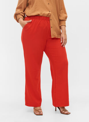 Rozszerzane spodnie z kieszeniami, Fiery Red, Model image number 2
