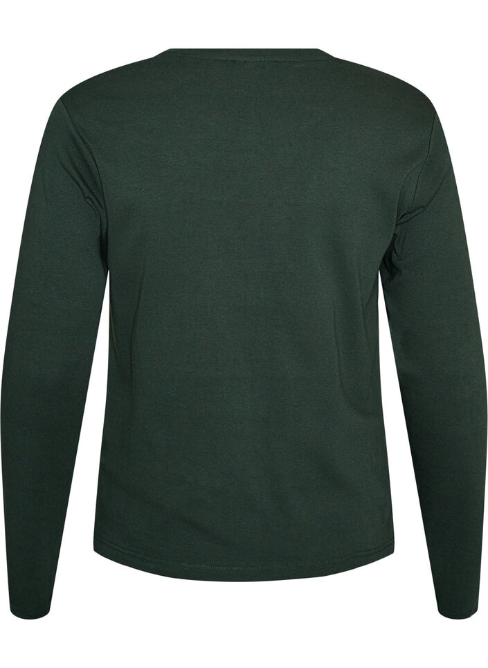 Basicowy T-shirt z dlugim rekawem i okraglym dekoltem, Zielony, Packshot image number 1