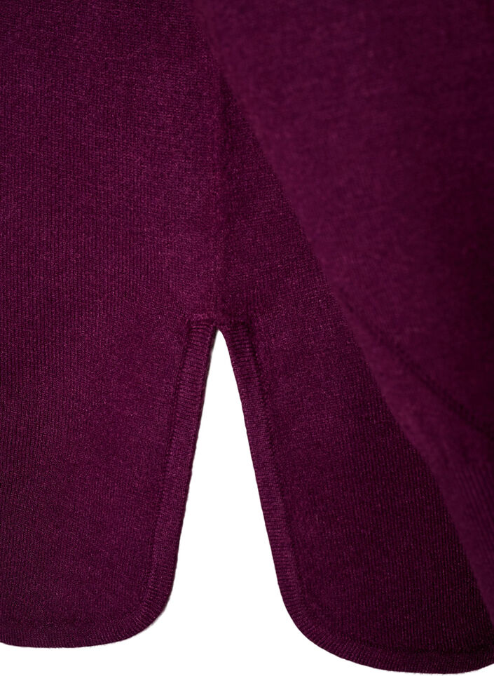 Dzianinowa bluzka z okraglym dekoltem i wydzierganym wzorem, Czerwony, Packshot image number 3