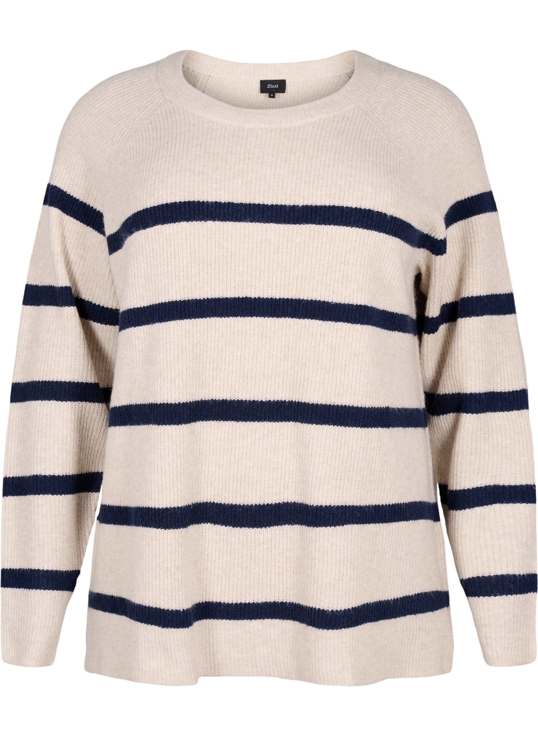 Zizzi Sweter o splocie prazkowanym w paski, P.Stone/Navy.B.Mel., Packshot image number 0