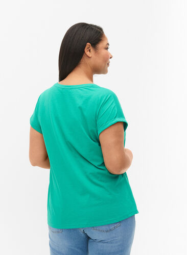 Koszulka z krótkimi rekawami wykonana z mieszanki bawelny, Emerald Green, Model image number 1