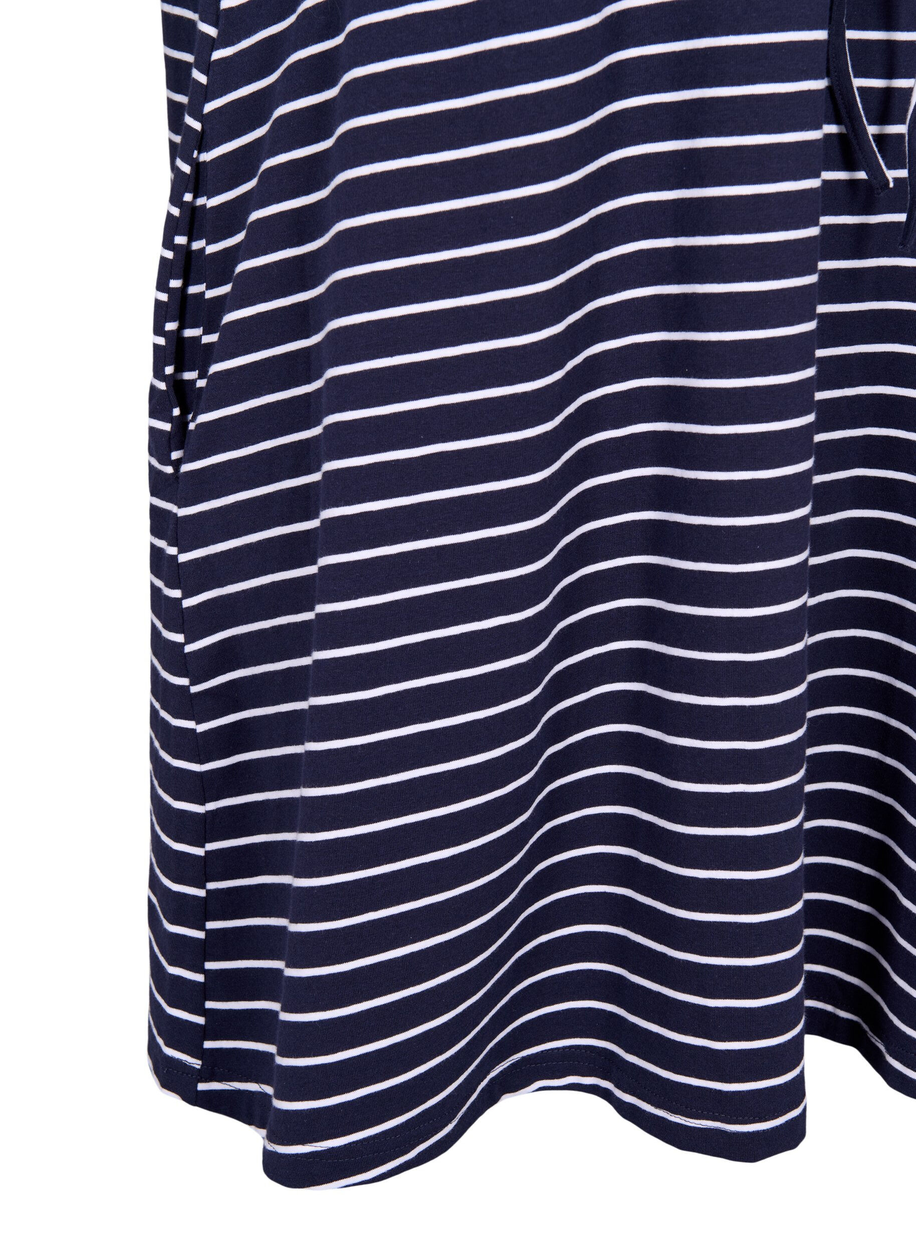Zizzi Striped tunic in cotton with short sleeves, Night Sky Stripe, Packshot image number 3