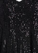 Bluzka z cekinami, dekoltem w ksztalcie litery V i krótkimi rekawami, Czarne, Packshot image number 2