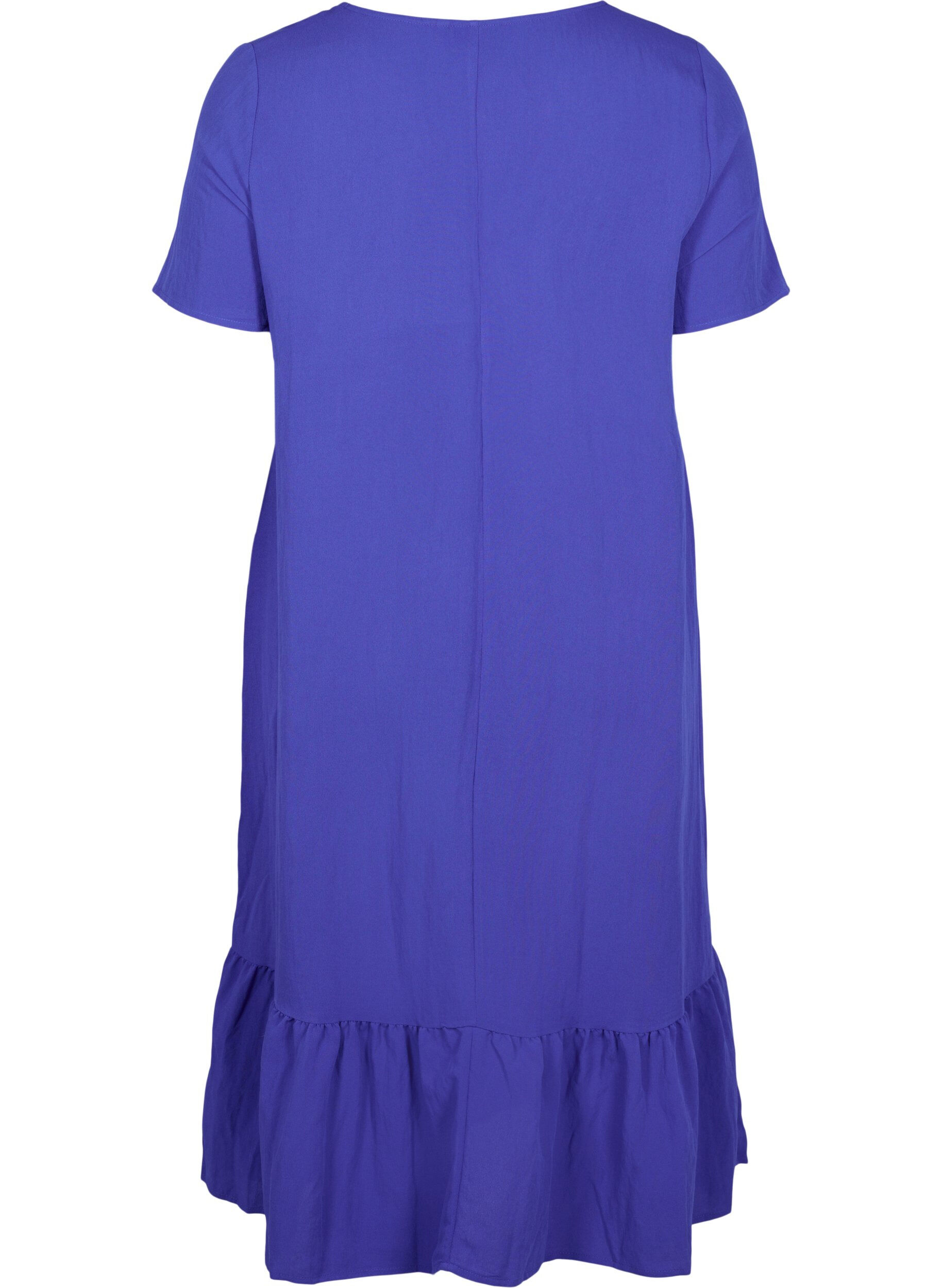 Zizzi Short-sleeved viscose dress with v-neck, Dazzling Blue, Packshot image number 1