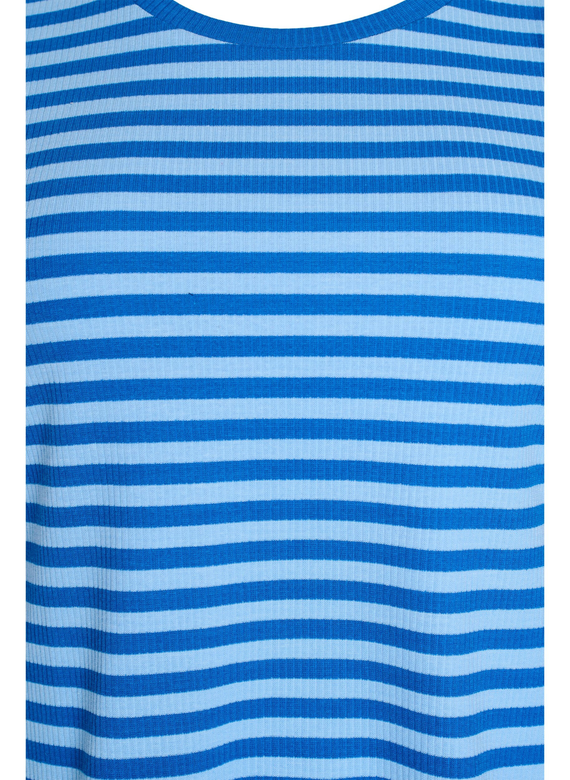 ZizziT-shirt w paski o prazkowanej fakturze, Niebieskie, Packshot image number 2
