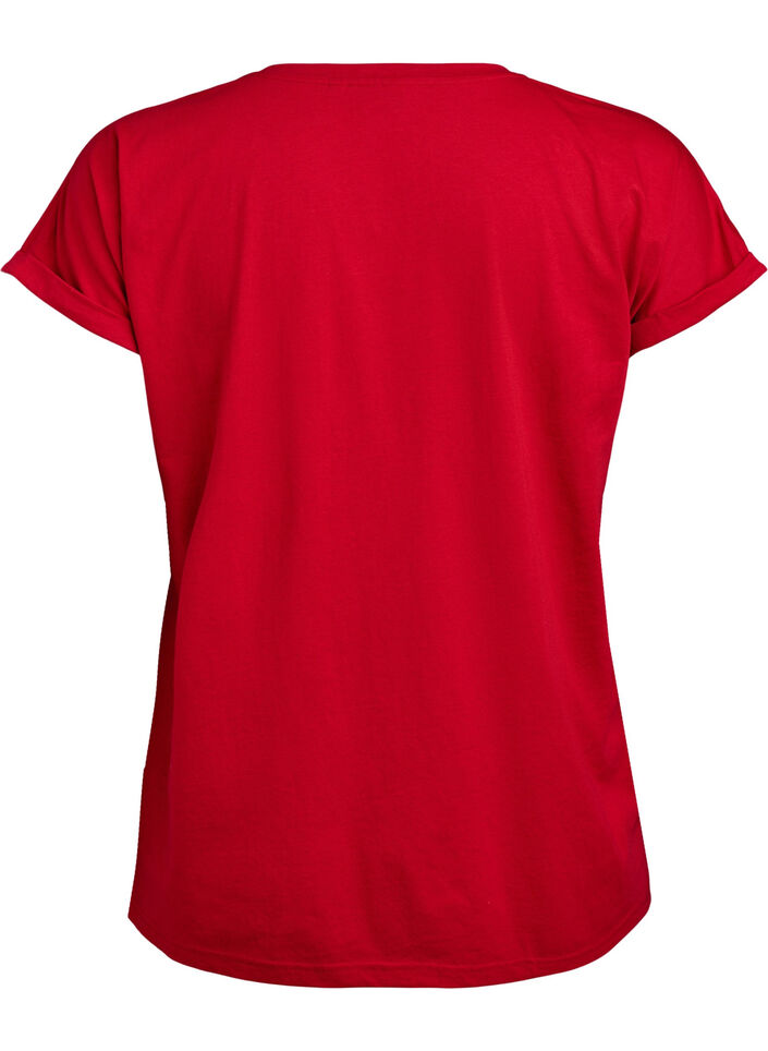 T-shirt z kr&oacute;tkim rekawem z mieszanki bawelny, Czerwony, Packshot image number 1