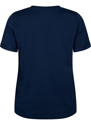 Bawelniana koszulka z dekoltem w szpic, Navy Blazer, Packshot image number 1