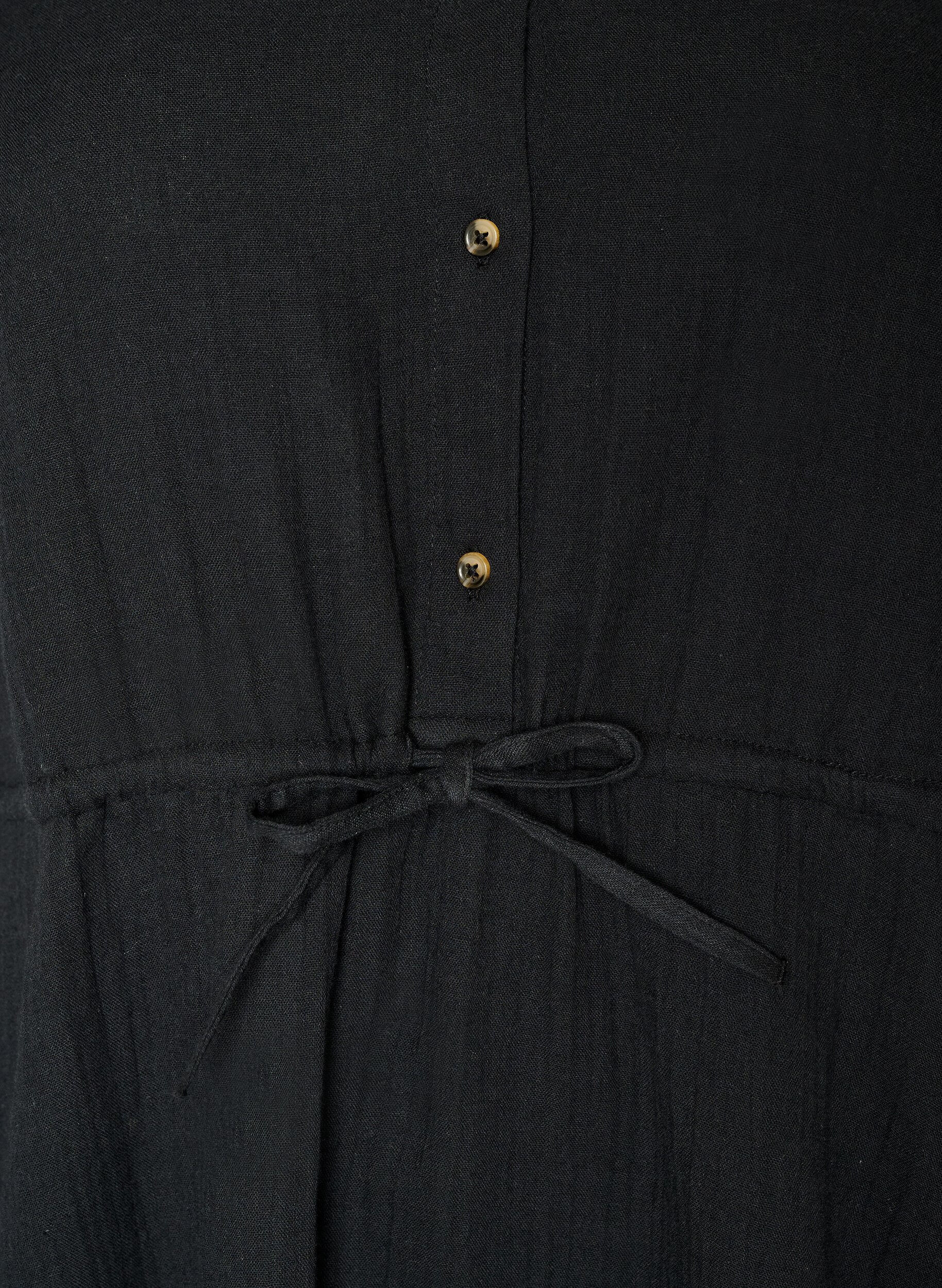 Zizzi Lekka bawelniana sukienka muslinowa bez rekaw&oacute;w z tasiemka do wiazania, Czarne, Packshot image number 2