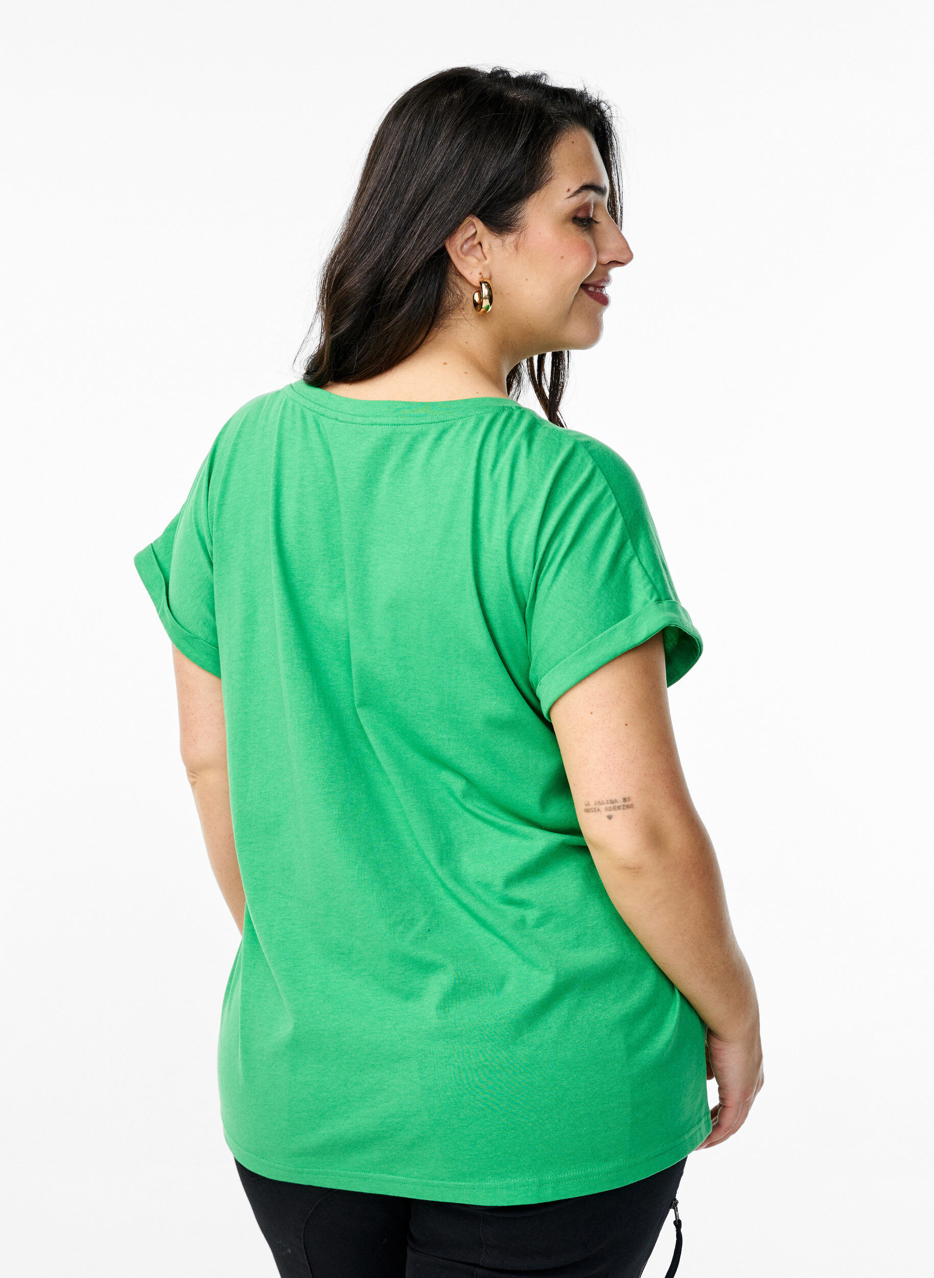 ZizziT-shirt z kr&oacute;tkim rekawem z mieszanki bawelny, Zielony, Model image number 2