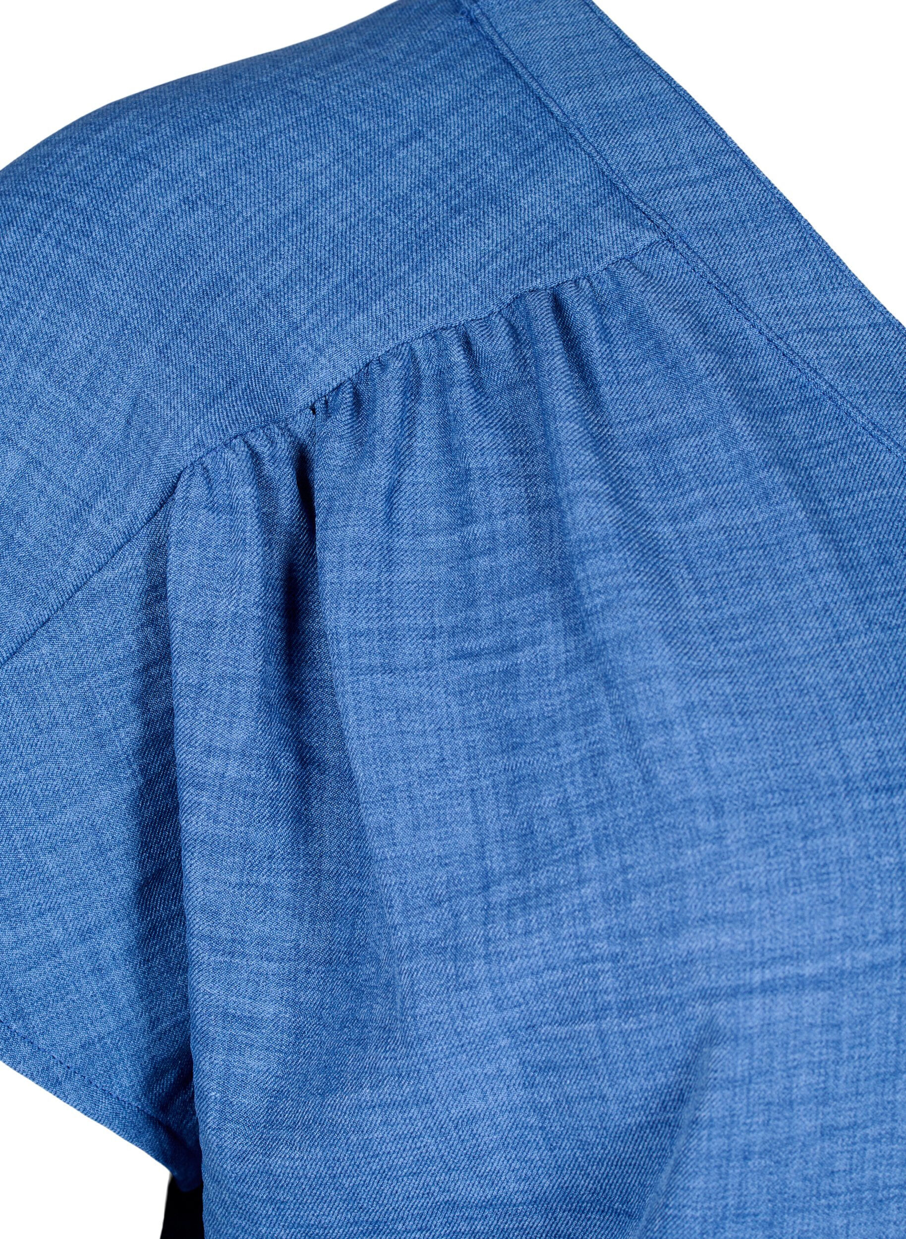 Zizzi Bluzka koszulowa z dekoltem w szpic i kr&oacute;tkimi rekawami, Niebieskie, Packshot image number 3