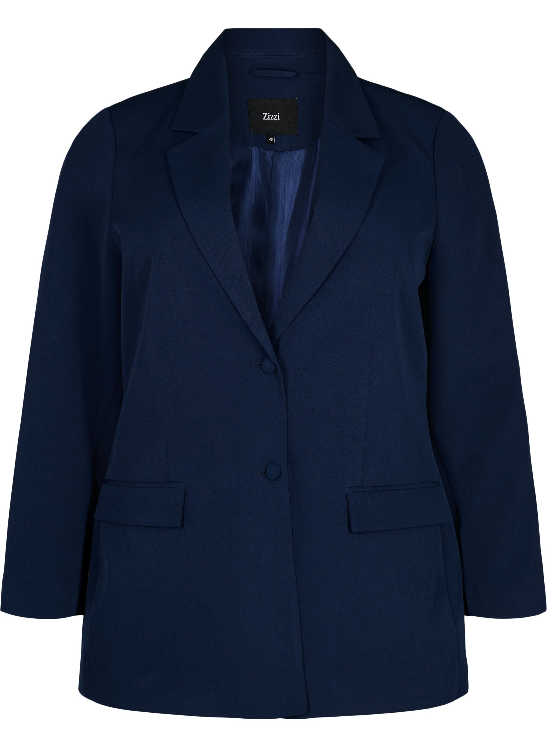 Zizzi Klasyczny blezer zapinany na guziki, Navy Blazer, Packshot image number 0