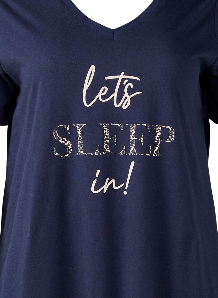 Koszula nocna z bawelny organicznej z dekoltem w szpic, Niebieskie, Packshot image number 2