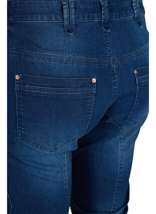 Waskie jeansy capri z kieszeniami, Dark blue denim, Packshot image number 3