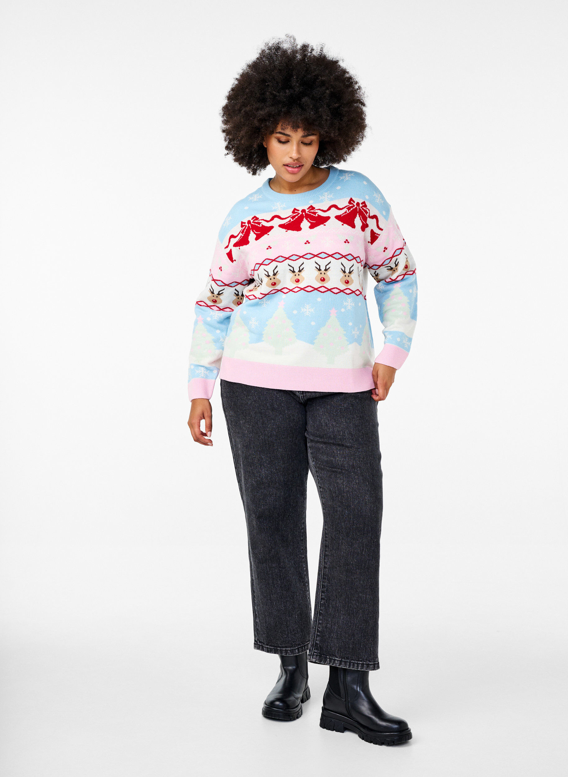 Zizzi Swiateczny sweter, Cerulean Comb, Model image number 2