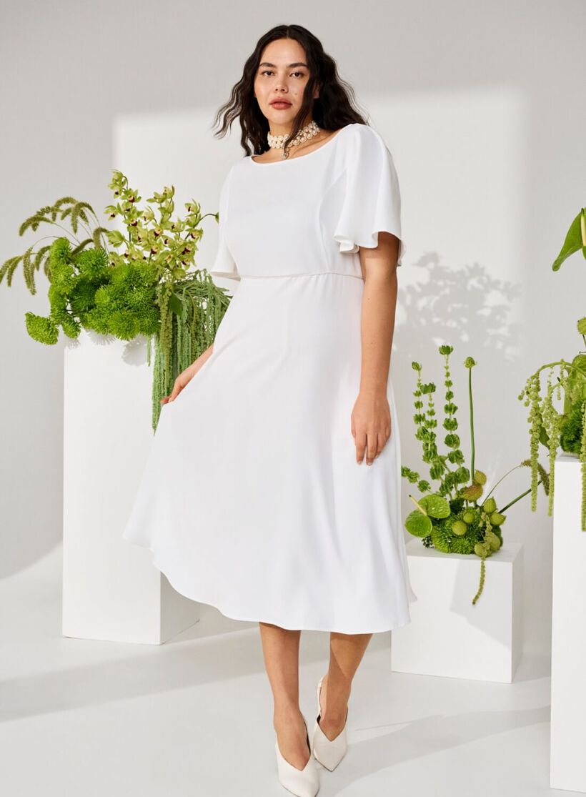 Biała sukienka midi, , Model, 1