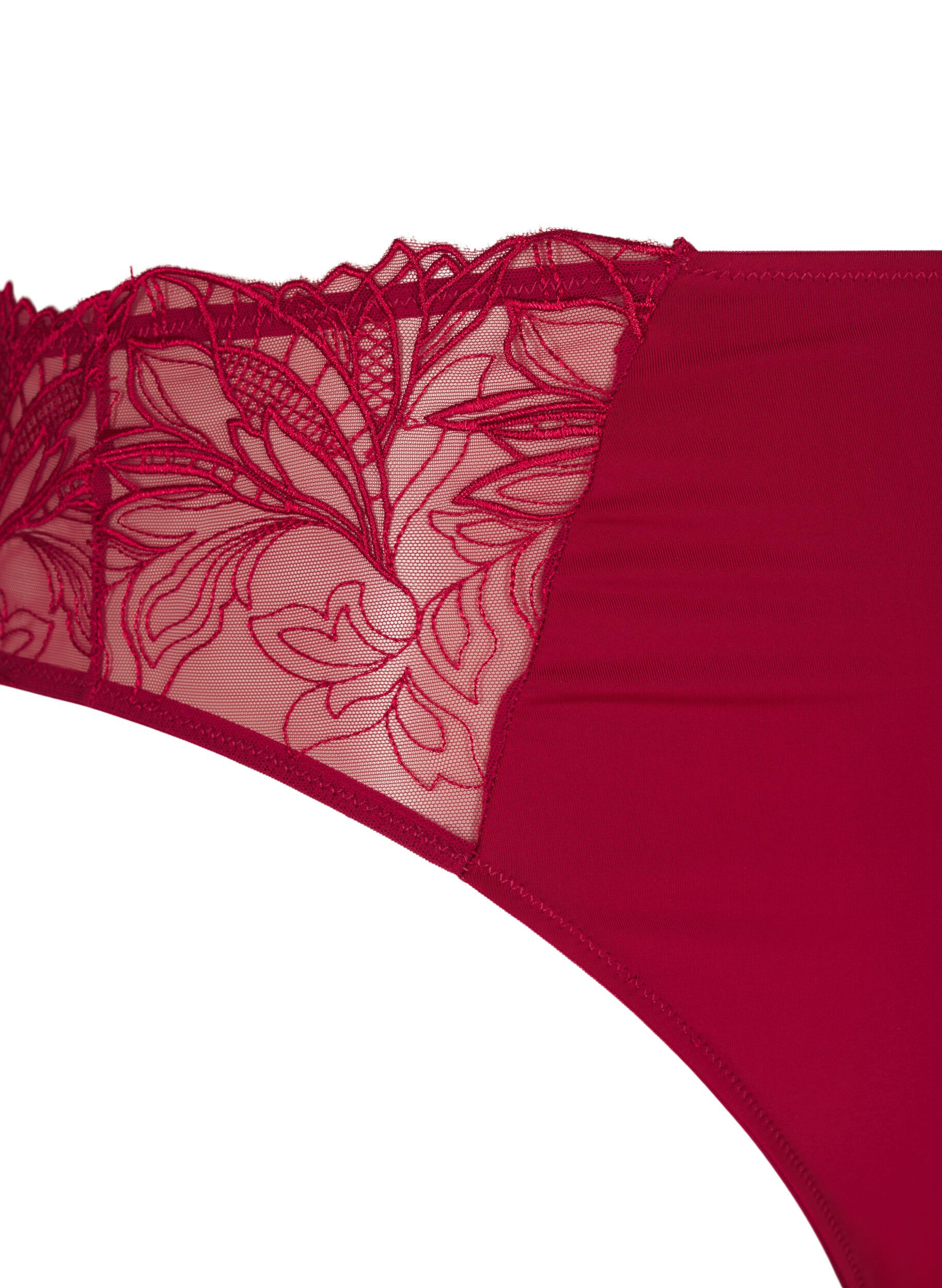 ZizziStringi z mikrofibry z koronka, Czerwony, Packshot image number 3