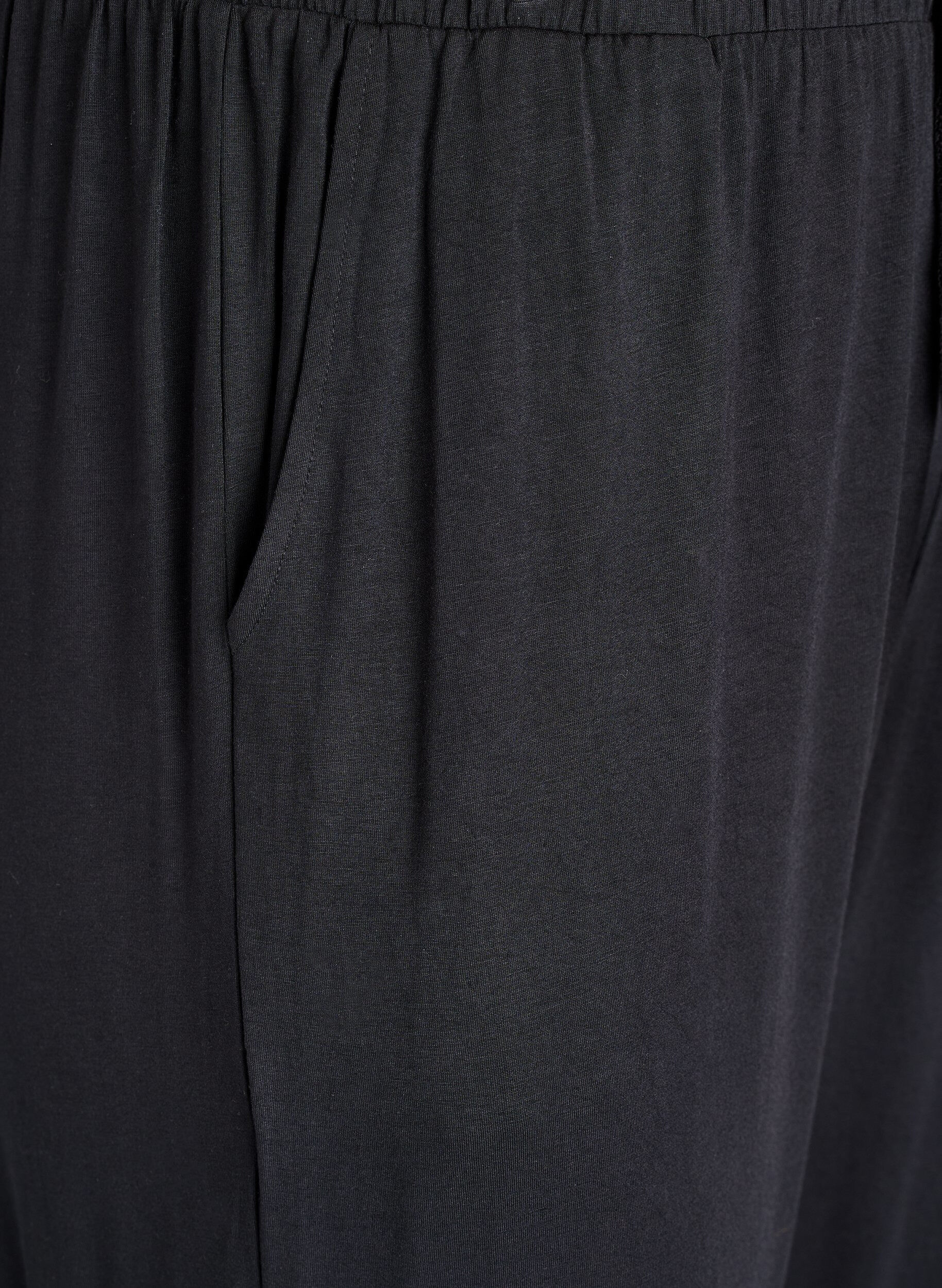Zizzi Spodnie nocne z modalu z wysokim stanem, Czarne, Packshot image number 2