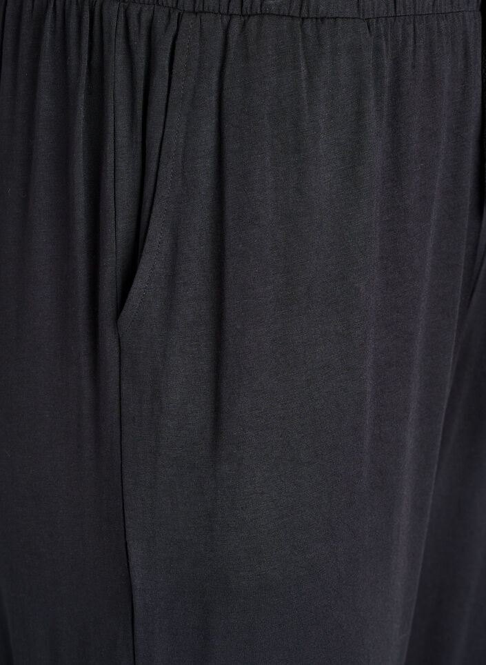 Spodnie nocne z modalu z wysokim stanem, Czarne, Packshot image number 2