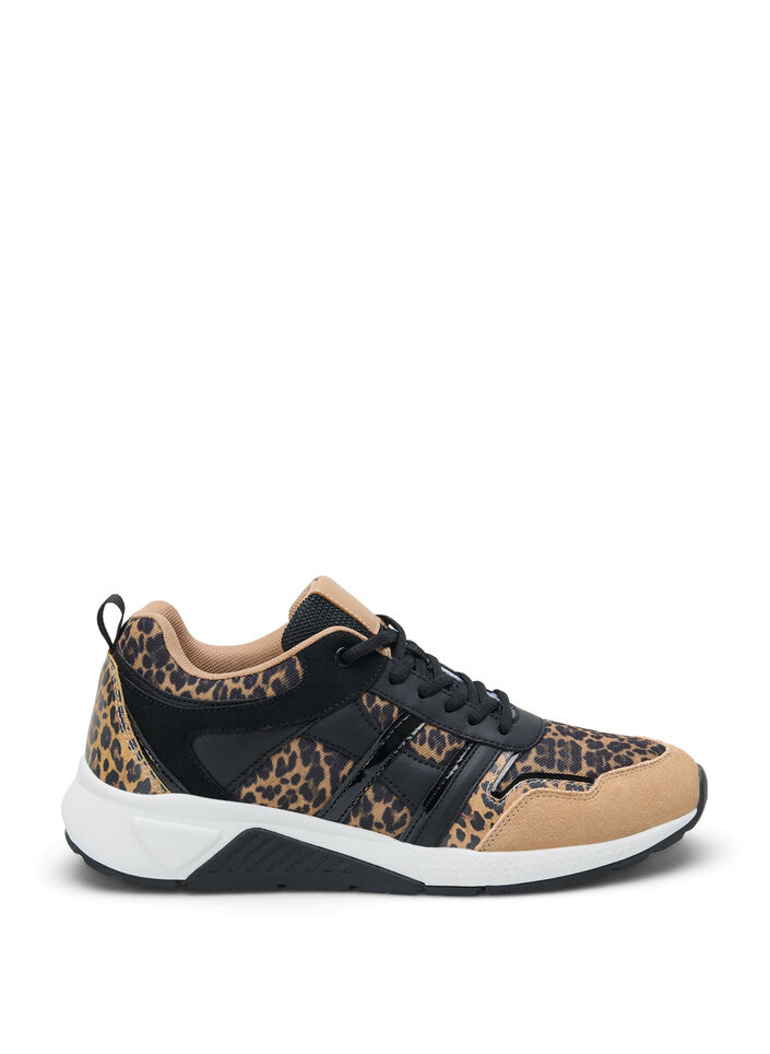 Szerokie sneakersy w panterke, Leopard Print, Packshot image number 0