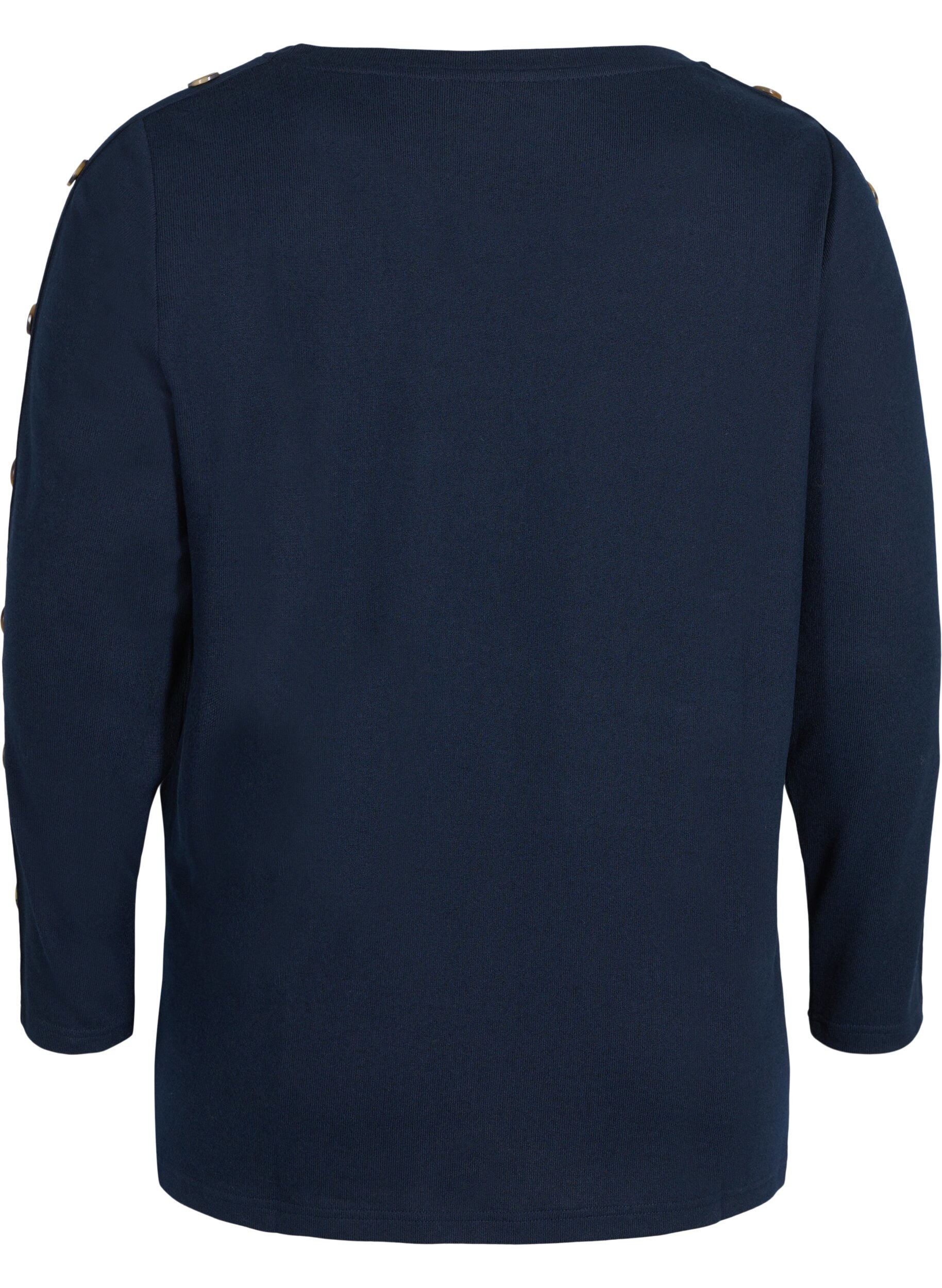 Zizzi Long-sleeved blouse with button details, Night Sky, Packshot image number 1