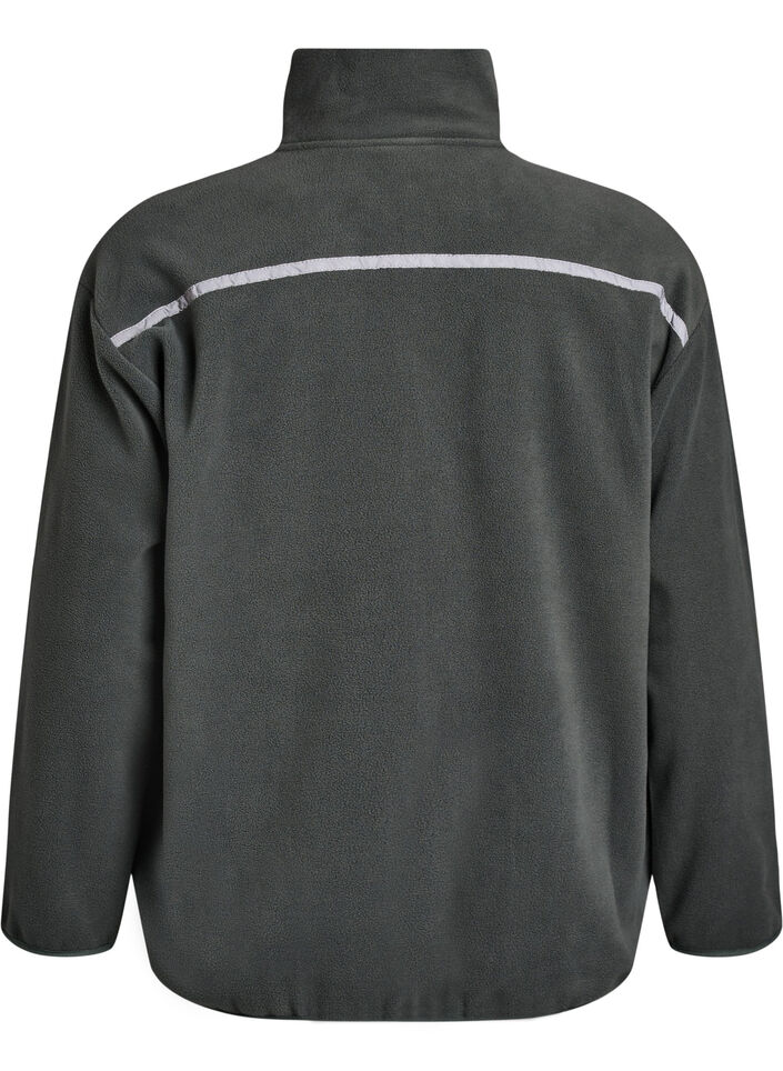 Kurtka polarowa z zamkiem blyskawicznym i odblaskowa tasma, Zielony, Packshot image number 1