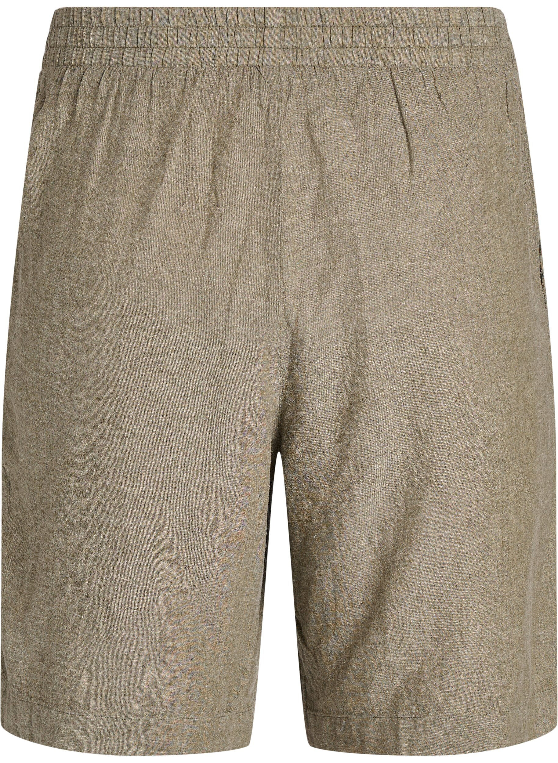 Zizzi Szorty z lnu i wiskozy z wysokim stanem, Zielony, Packshot image number 1