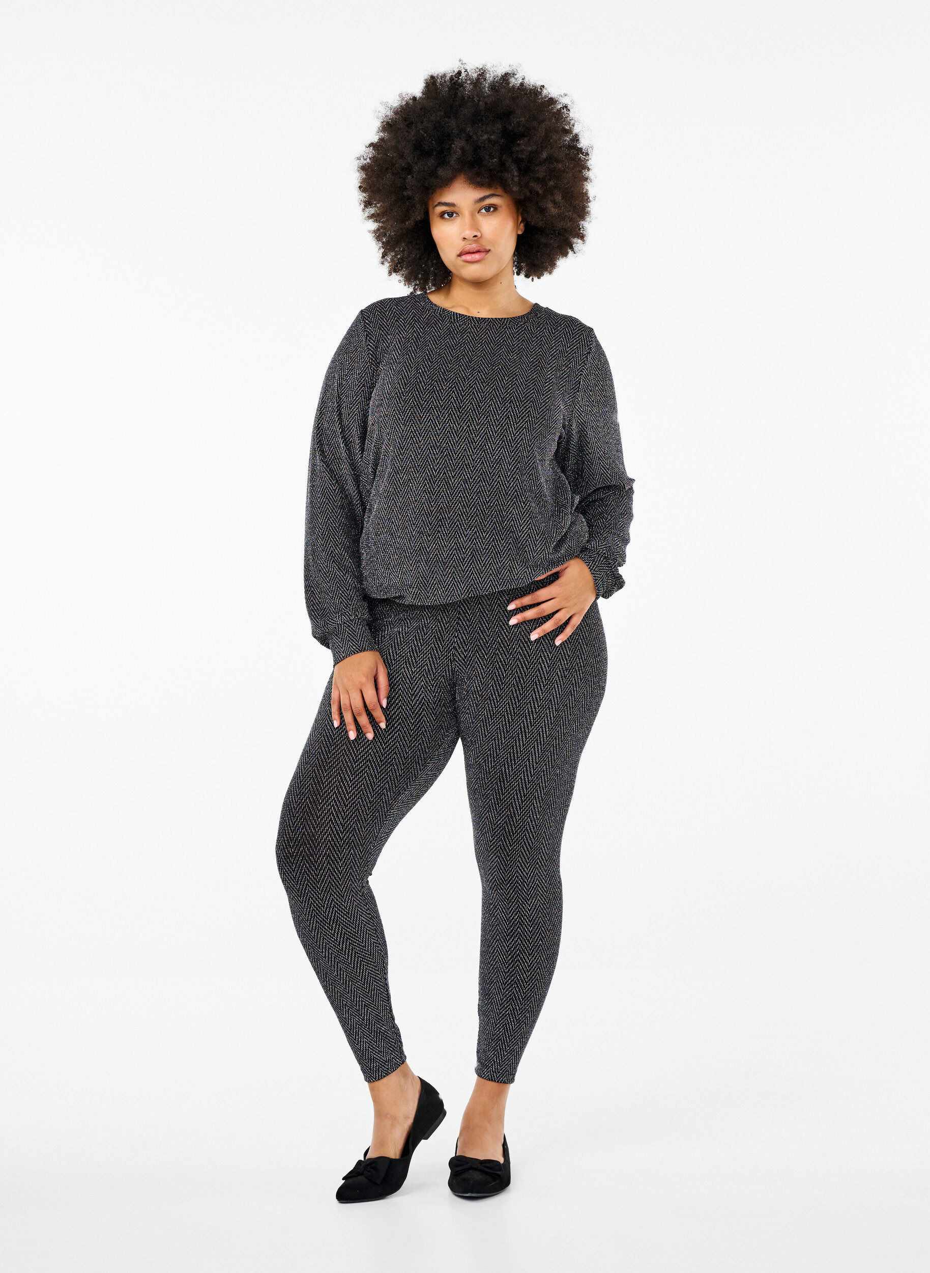 Zizzi Bluzka z blyszczacym wzorem, Silver ZigZagShimmer, Model image number 2