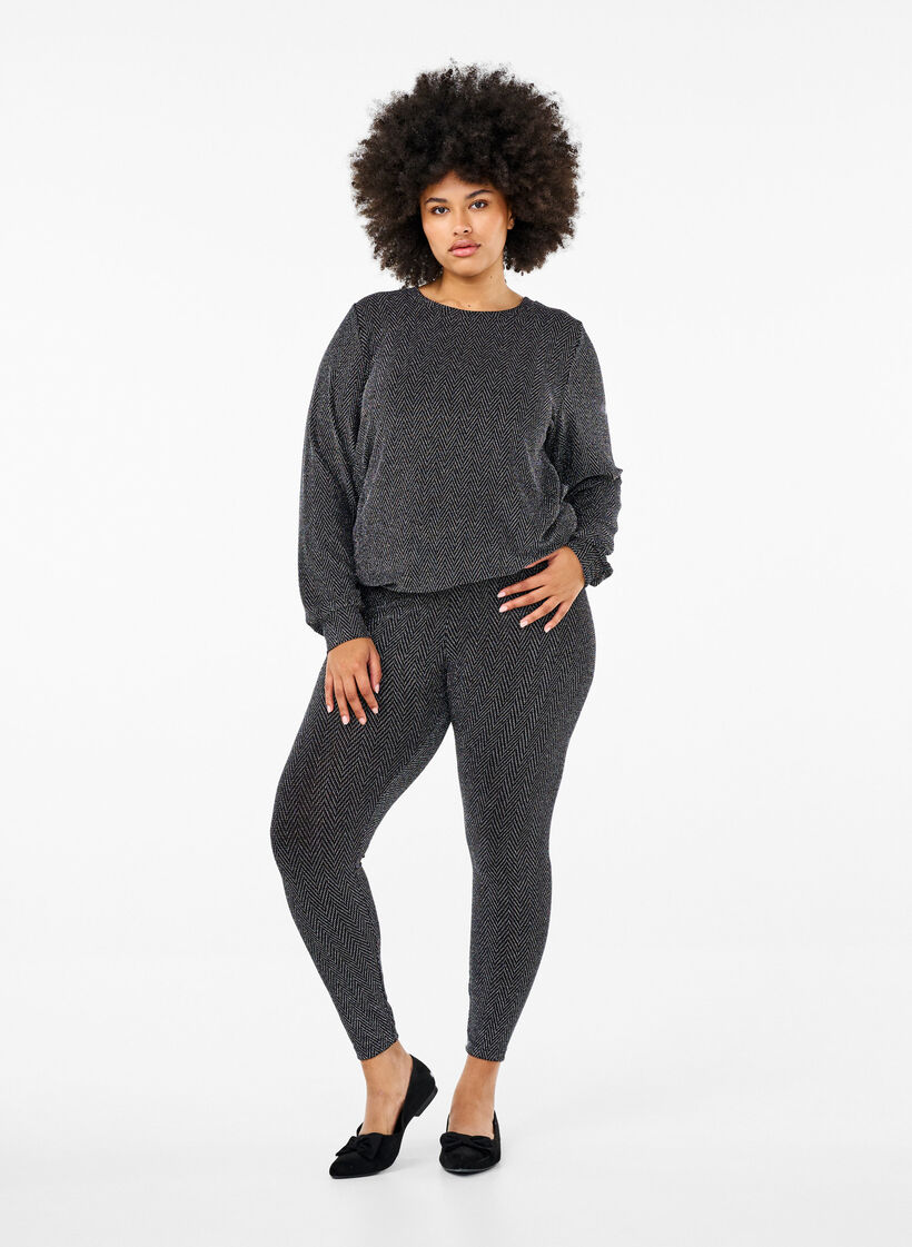 Bluzka z blyszczacym wzorem, Silver ZigZagShimmer, Model image number 2