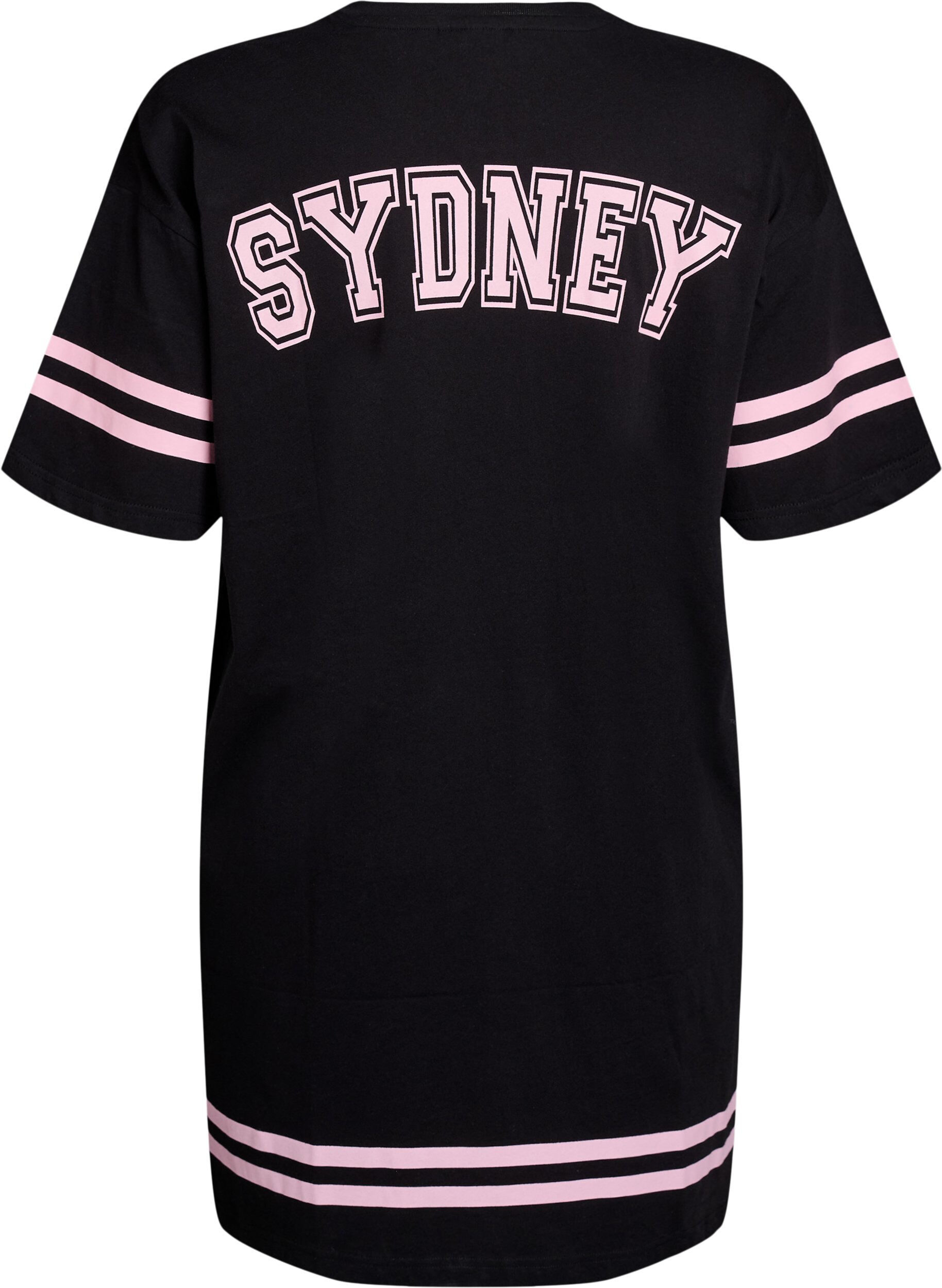 Zizzi Kr&oacute;tka sukienka koszulkowa ze sportowymi detalami, Czarne, Packshot image number 1