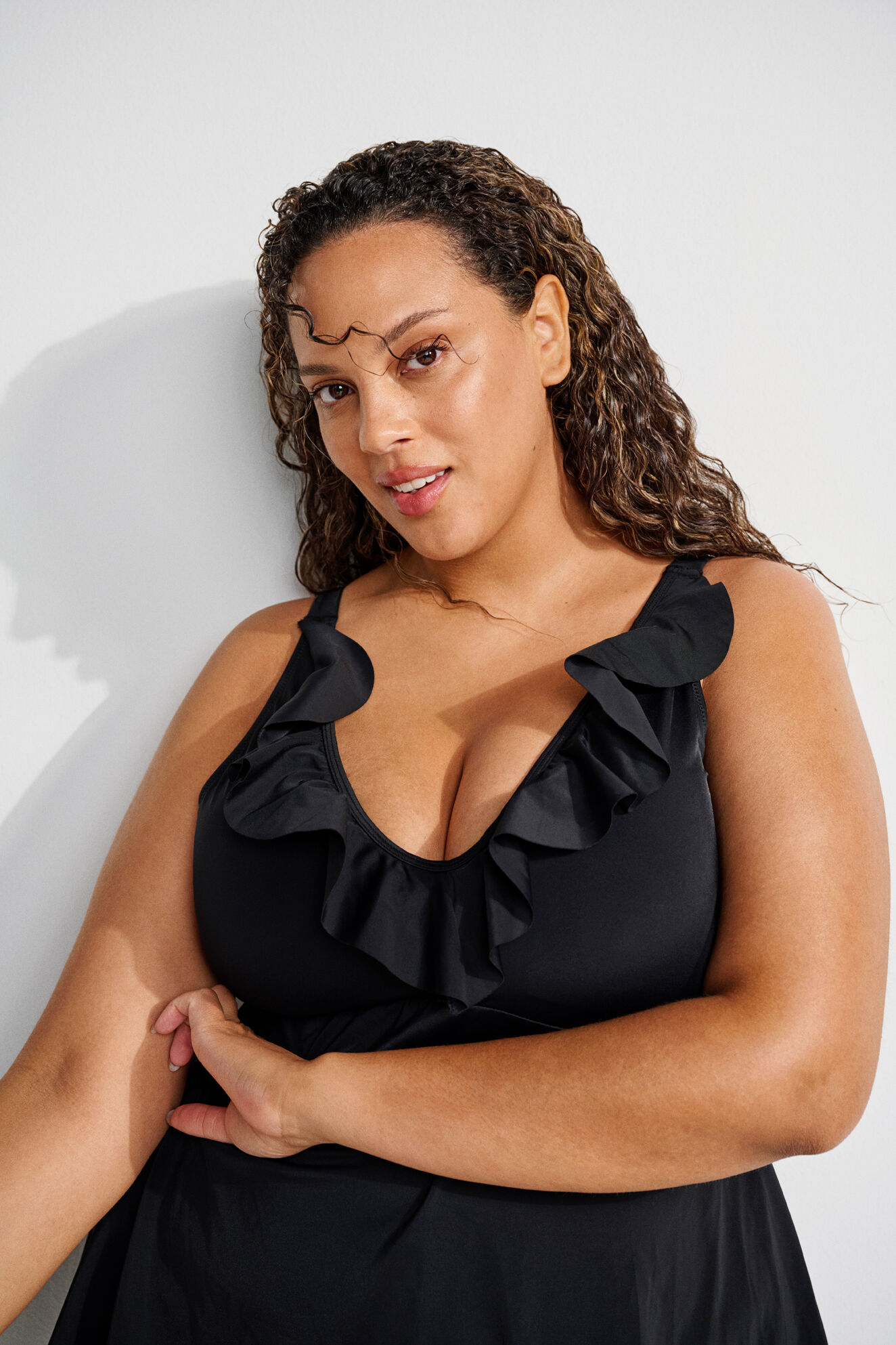 Zizzi Sukienka kąpielowa z falbanami, , Model