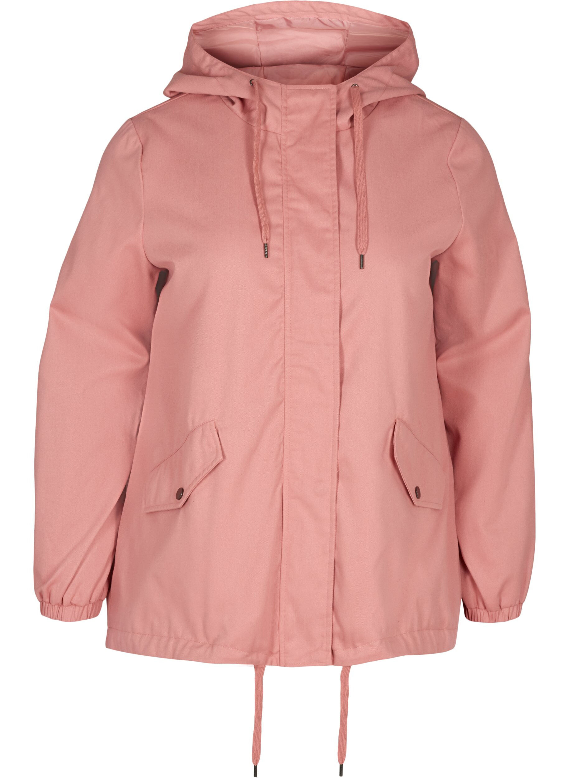 Zizzi Short jacket with a hood and pockets, Ash Rose, Packshot image number 0