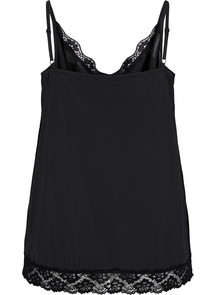 Night top with lace details, Black, Packshot image number 1