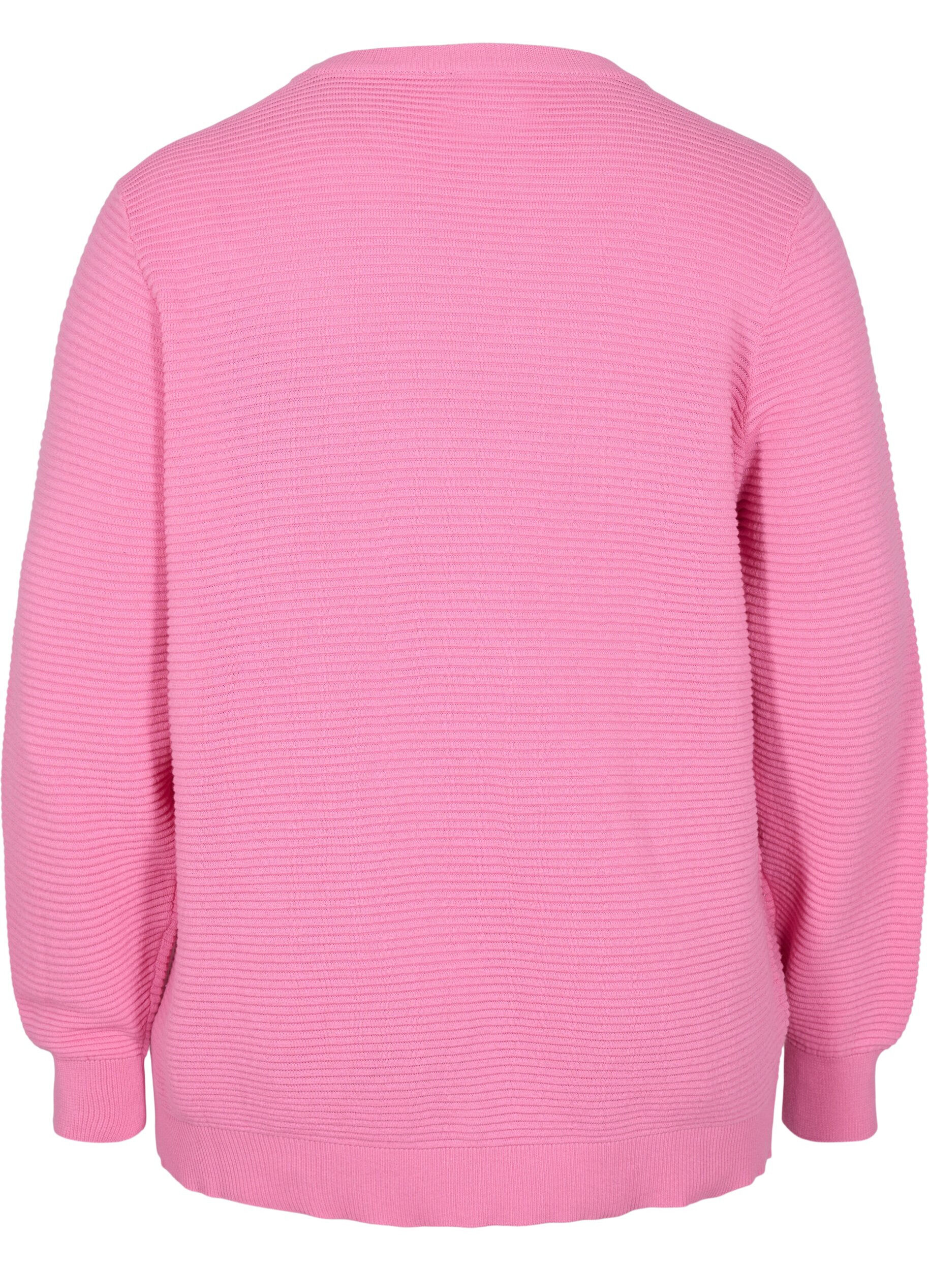 Zizzi Long-sleeved knitted blouse in organic cotton, Wild Orchid, Packshot image number 1