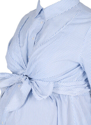 Ciazowa sukienka koszulowa z bawelny, Blue Stripe, Packshot image number 2
