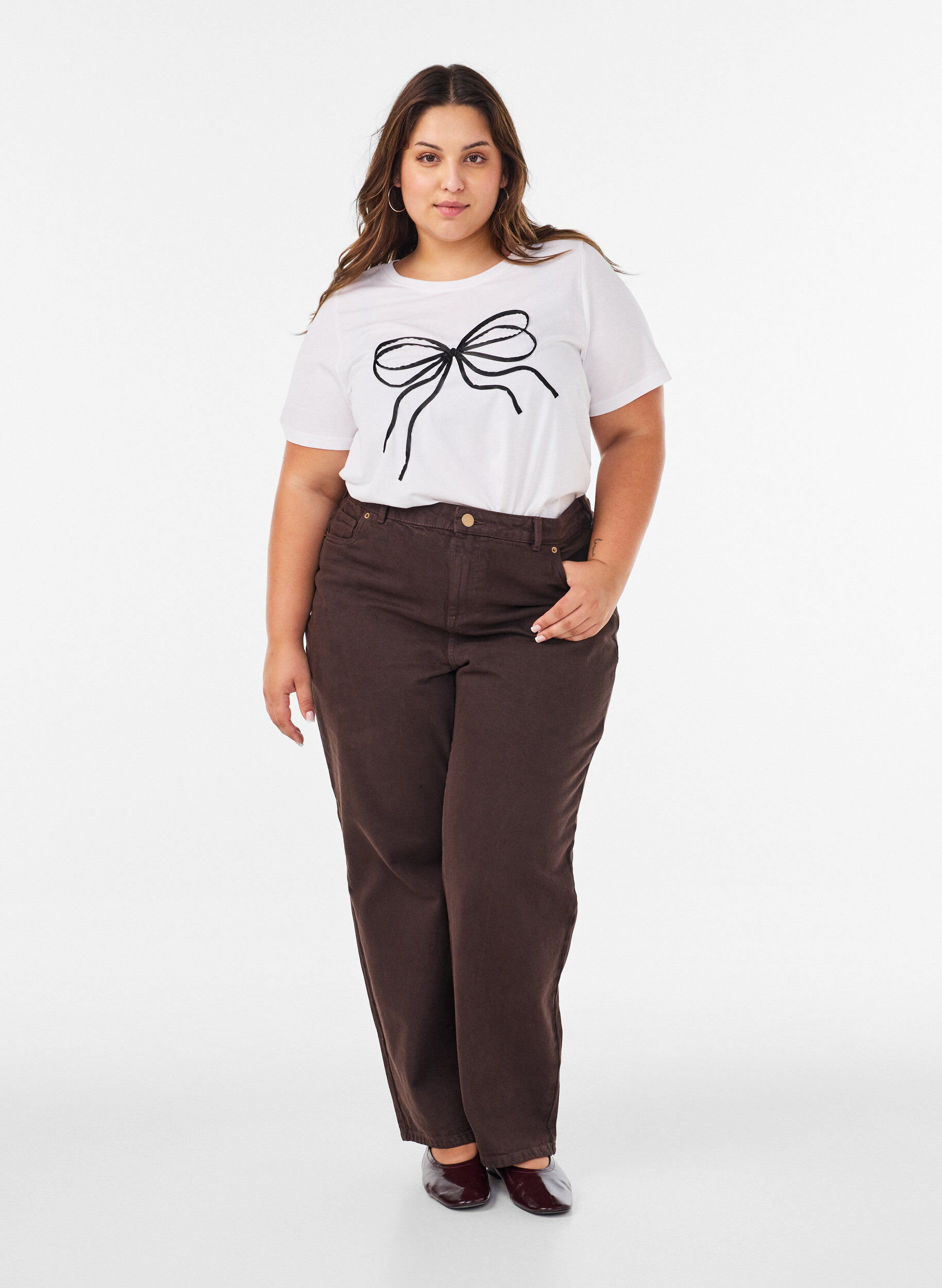 ZizziT-shirt z bawelny organicznej z ozdobnym motywem, Biały, Model image number 1