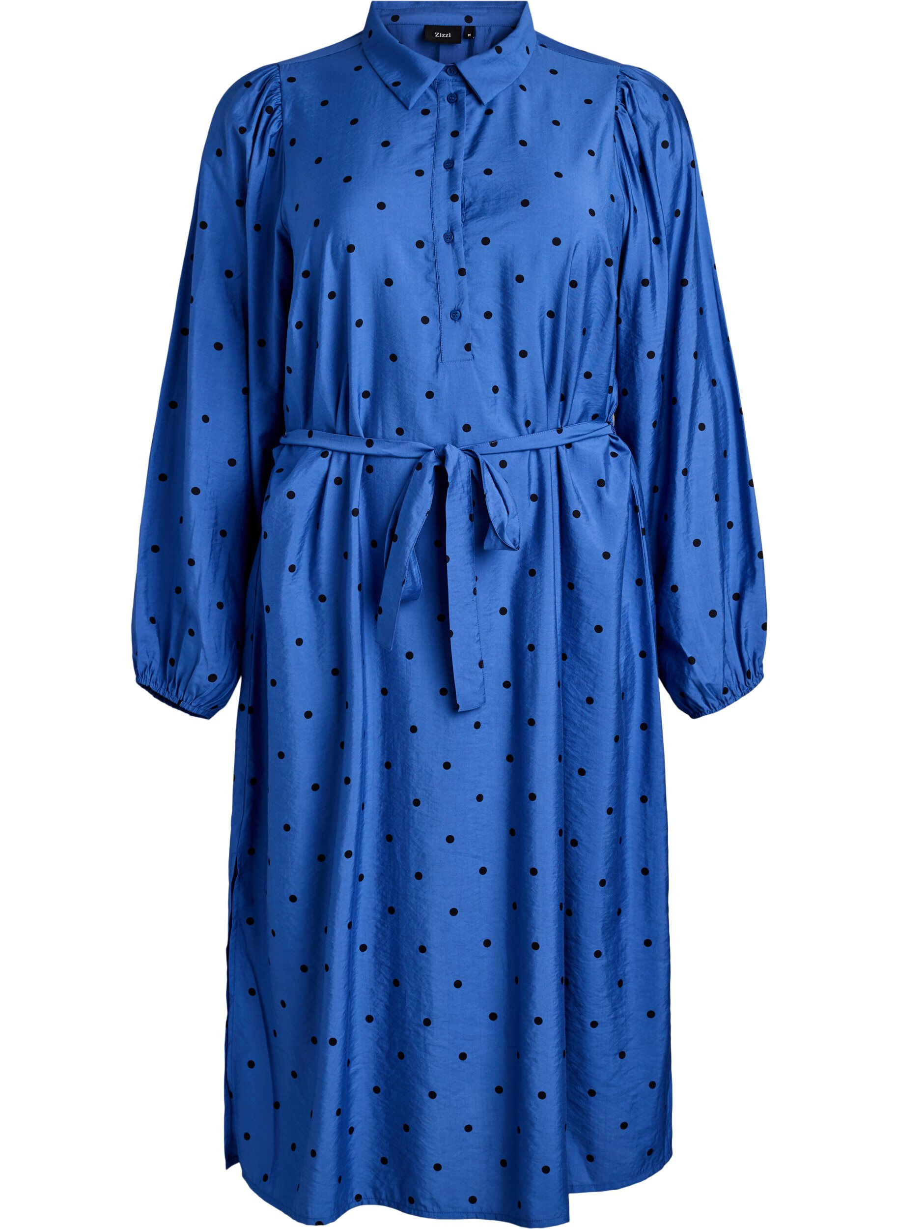 Kr&oacute;j midi w kropki z odpinanym pasem w talii