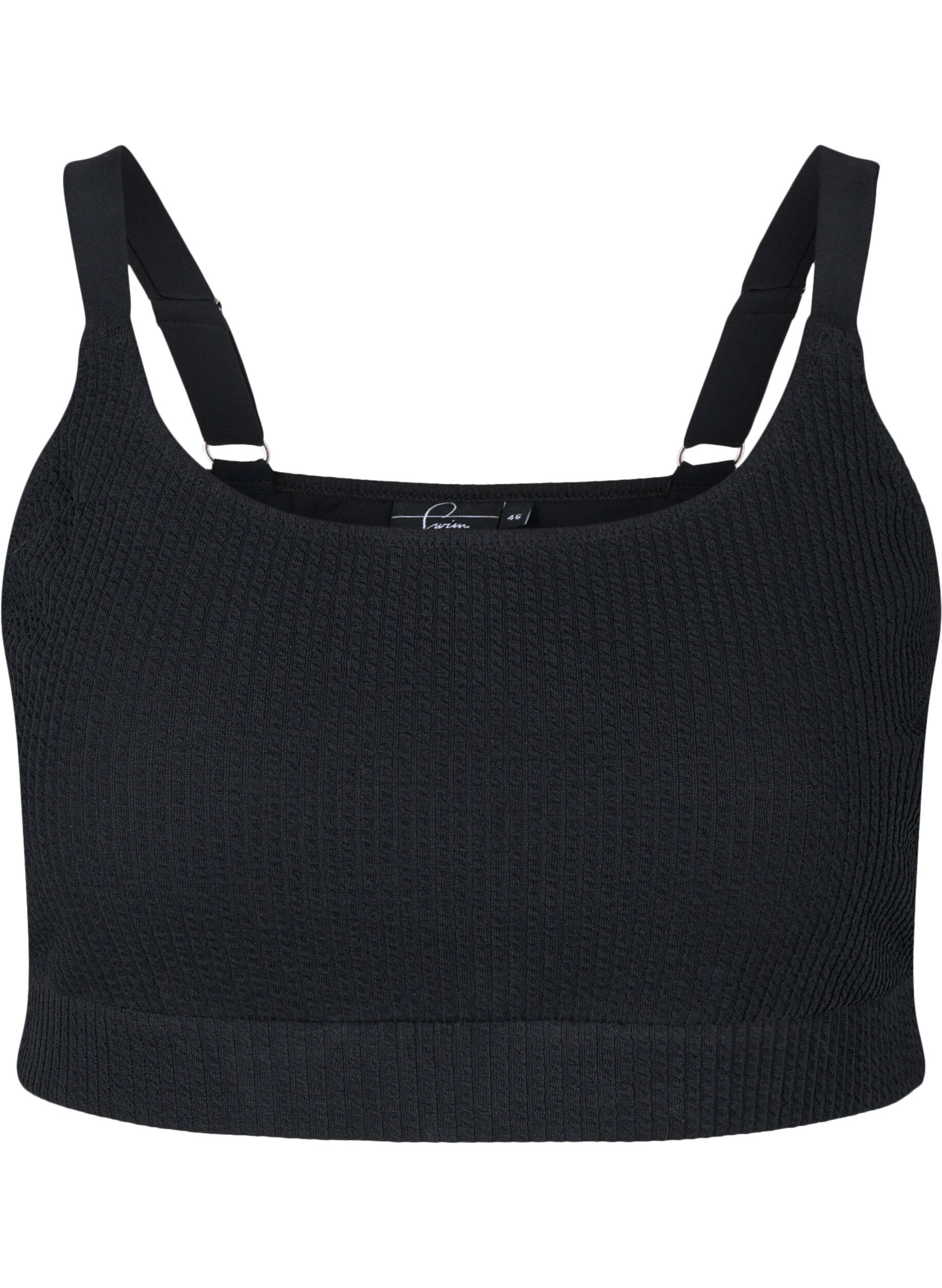 Zizzi Crepe texture bikini top, Black, Packshot image number 0