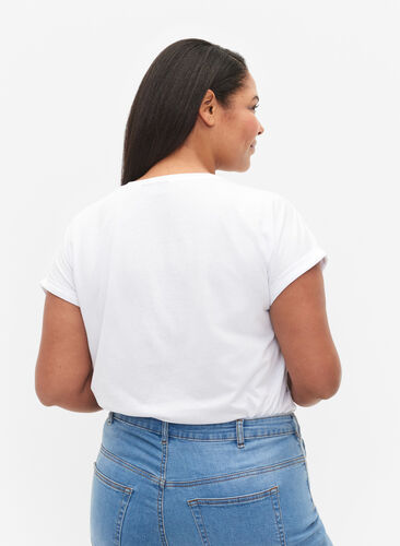 Koszulka z krótkimi rekawami wykonana z mieszanki bawelny, Bright White, Model image number 1