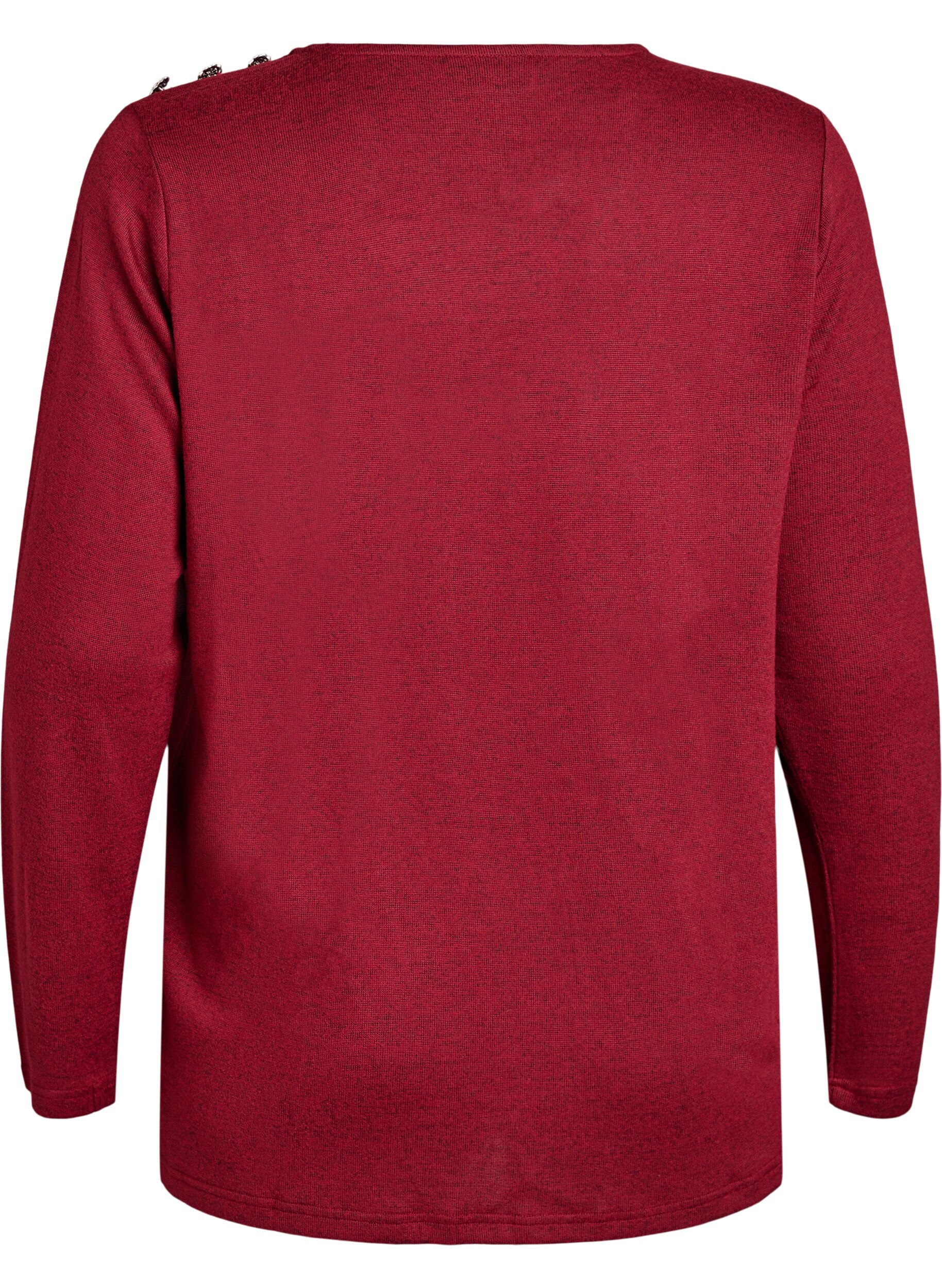 Zizzi Bluzka z ozdobnymi guzikami, Czerwony, Packshot image number 1