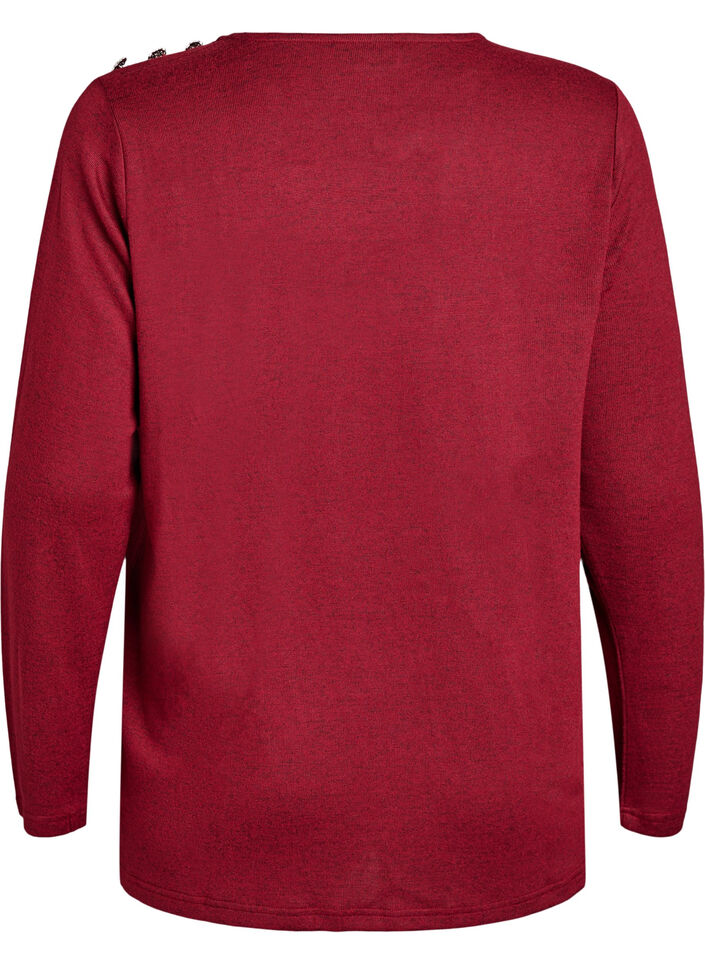 Bluzka z ozdobnymi guzikami, Czerwony, Packshot image number 1